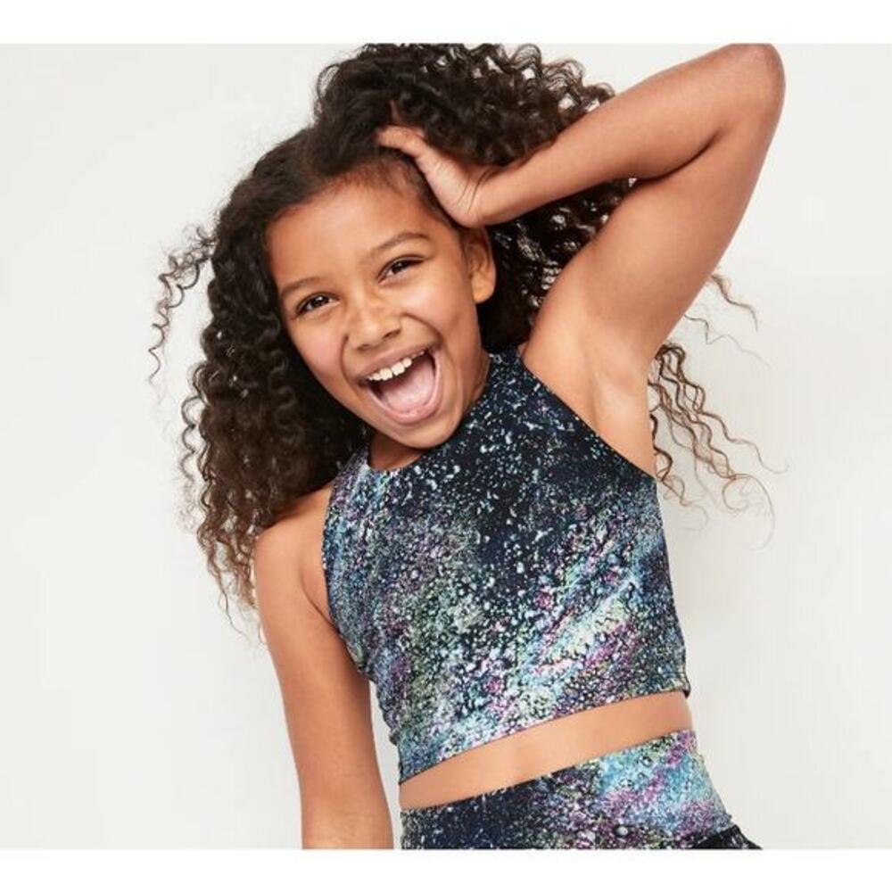 Old‎ Navy PowerSoft Longline Sports Bra Galaxy Print Girls XL (14–16) NWT
